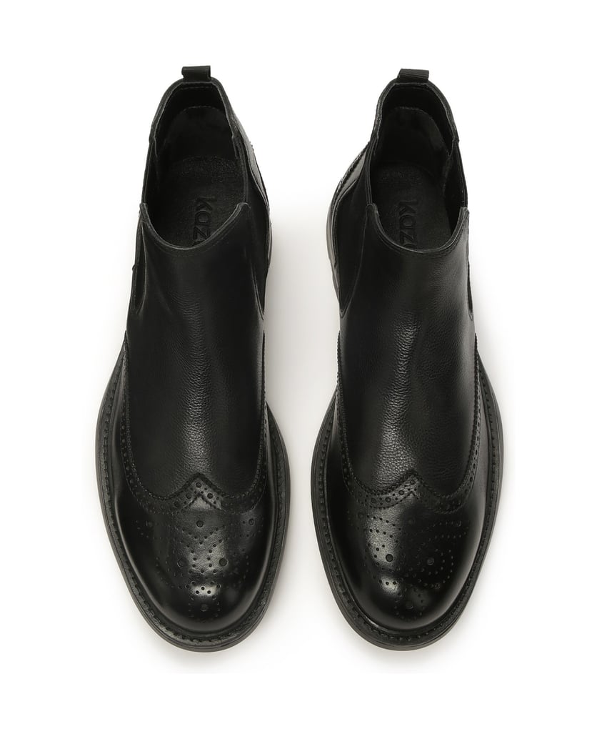 Kazar-Black-leather-Chelsea-boots-with-openwork-embellishment-černá