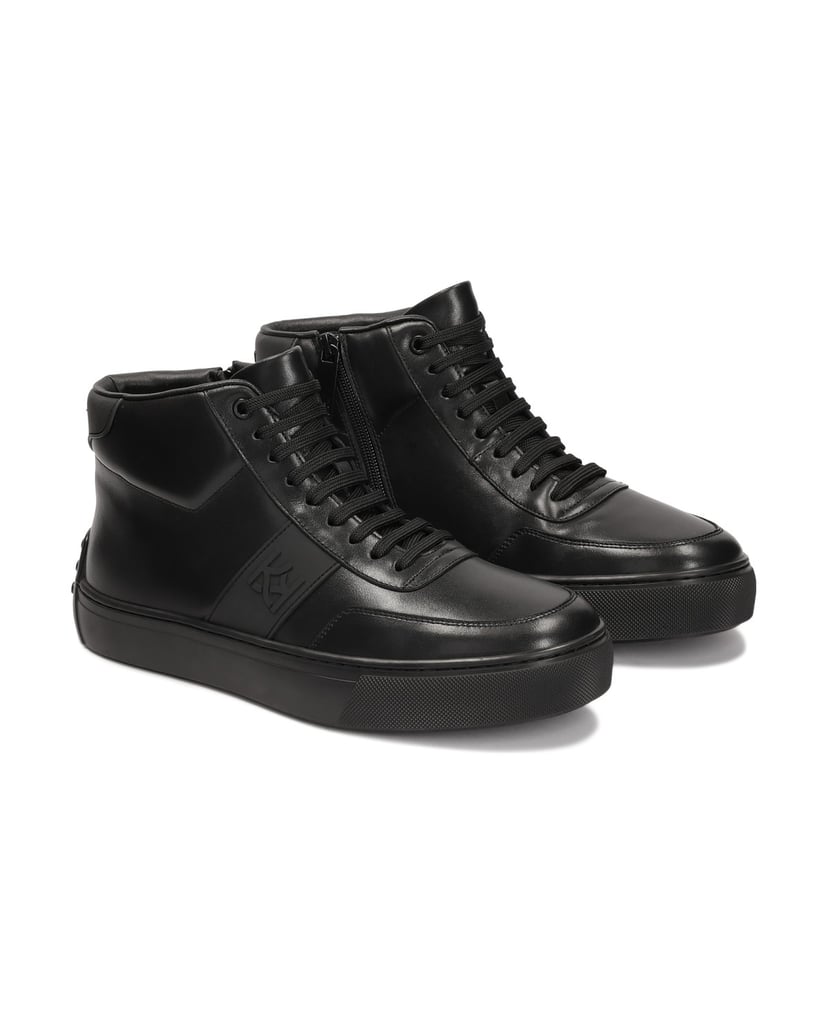 Kazar-Leather-sneakers-with-high-top-and-monogrammed-design-čierna