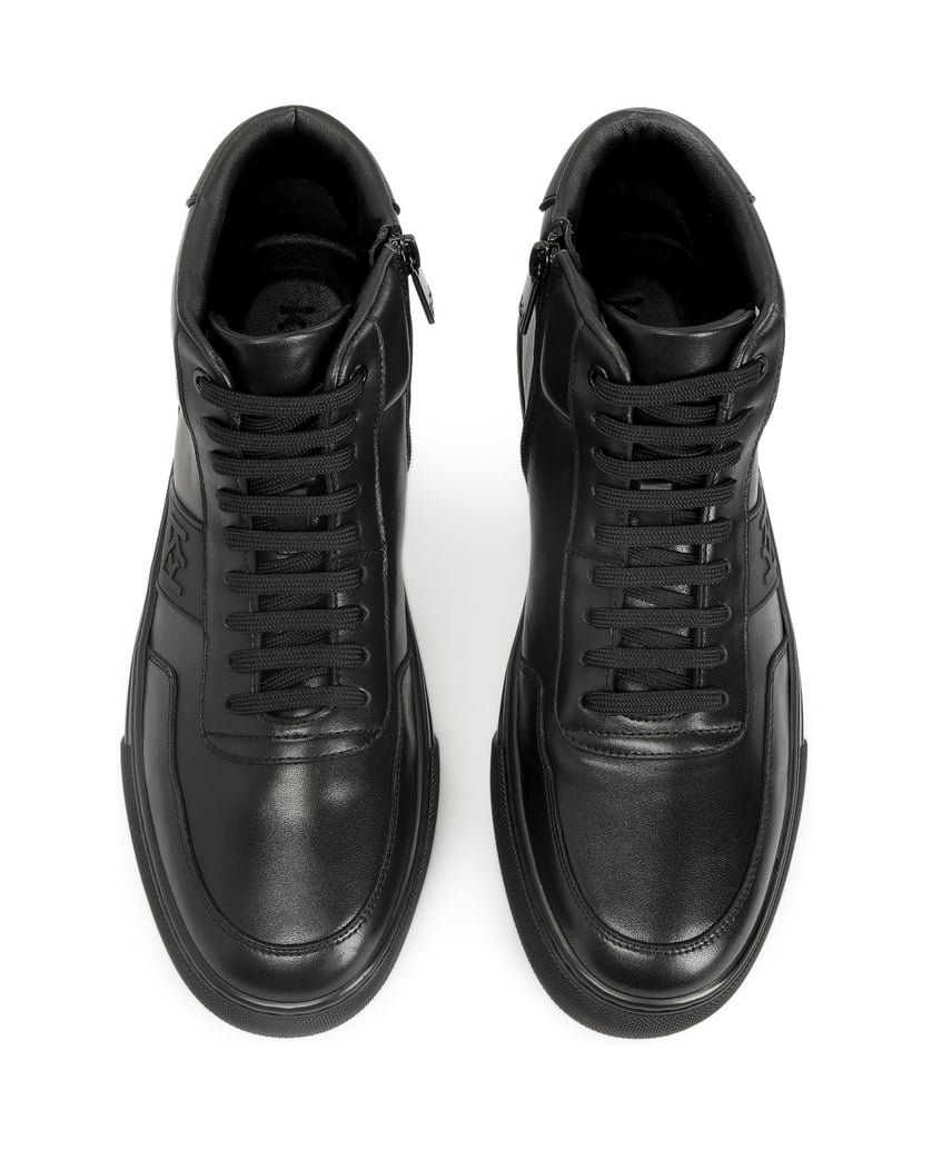 Kazar-Leather-sneakers-with-high-top-and-monogrammed-design-čierna