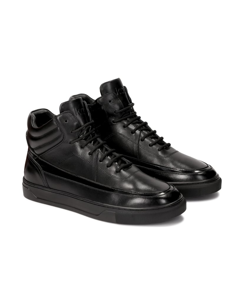 Kazar-Leather-sneakers-with-high-zip-and-lacing-upper-čierna