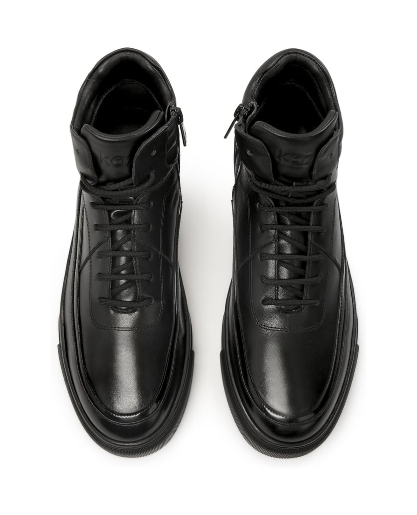Kazar-Leather-sneakers-with-high-zip-and-lacing-upper-čierna