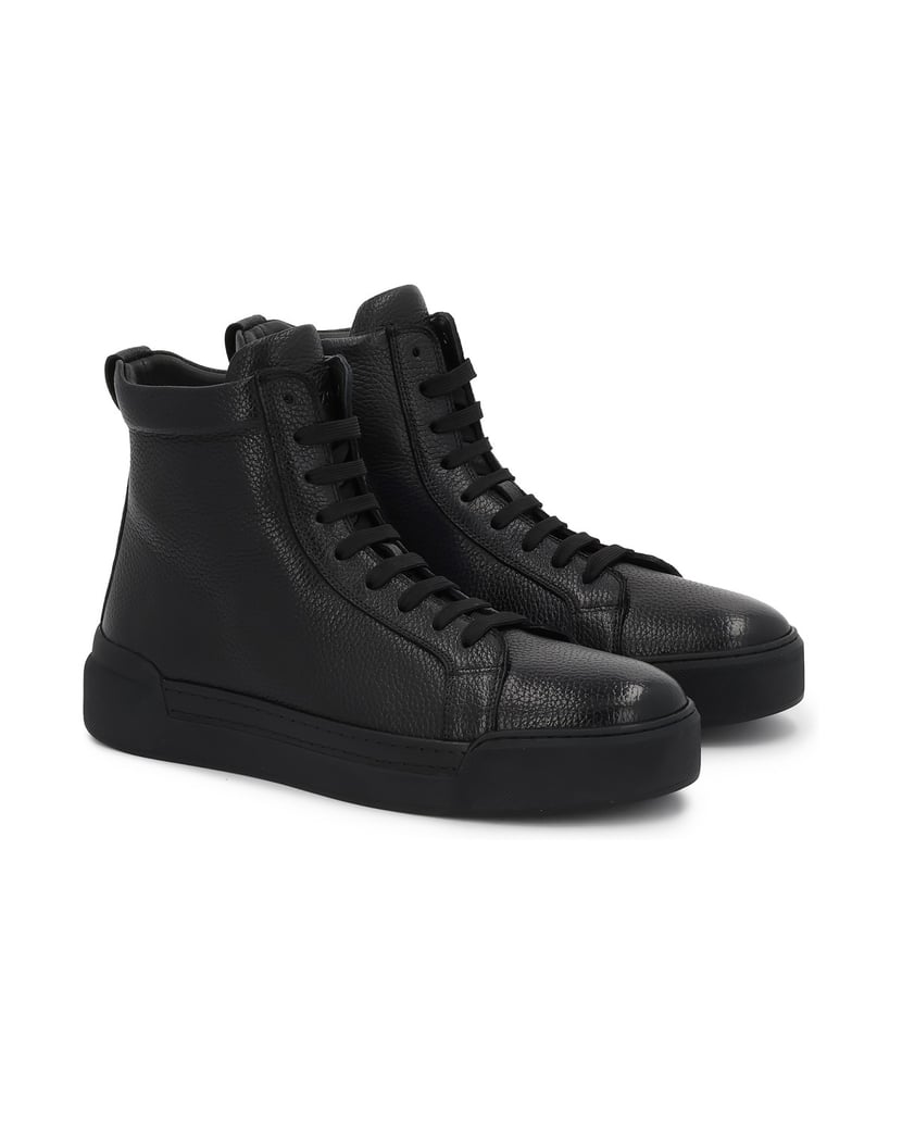 Kazar-Lace-up-black-leather-sneakers-černá
