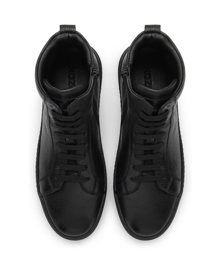 Kazar-Lace-up-black-leather-sneakers-černá