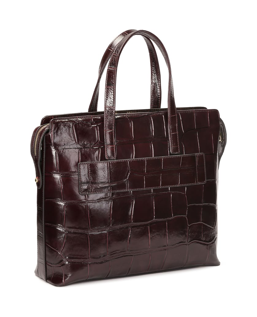 Kazar-Maroon-embossed-leather-handbag-with-case-holder-červená