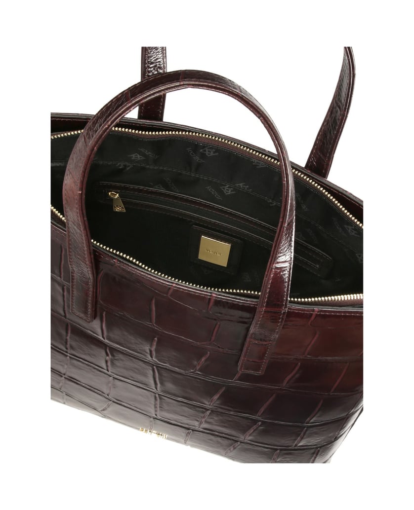 Kazar-Maroon-embossed-leather-handbag-with-case-holder-červená