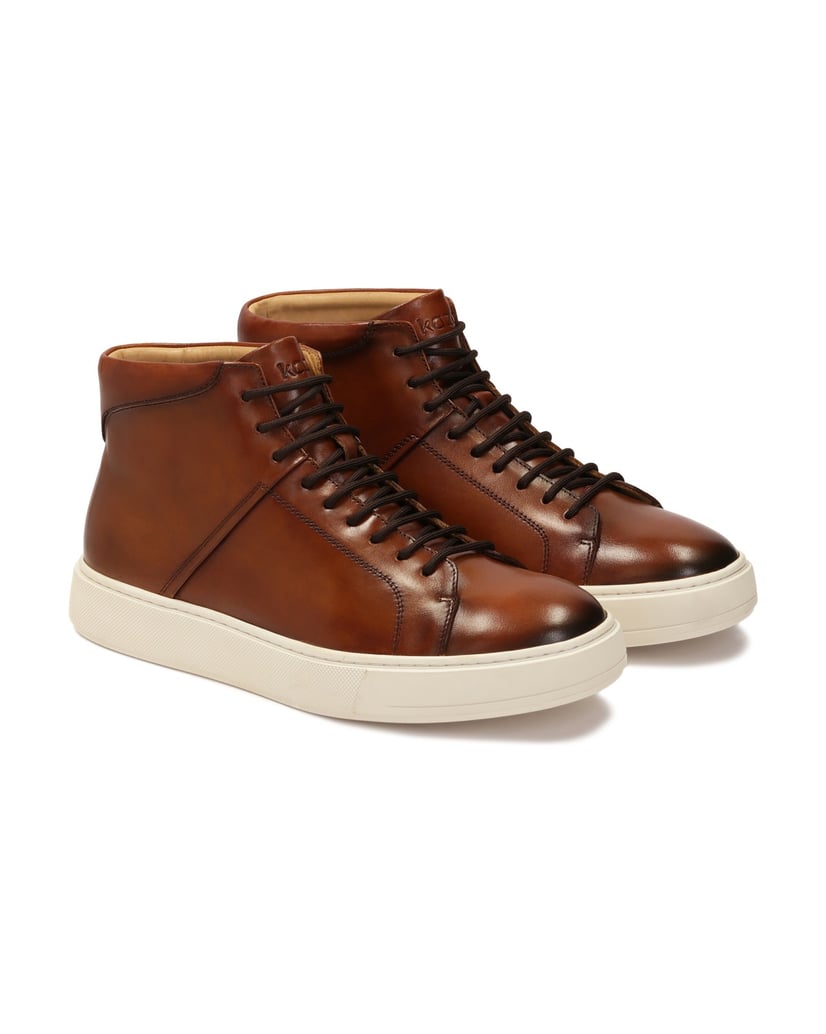 Kazar-Brown-high-top-sneakers-with-binding-hnedá