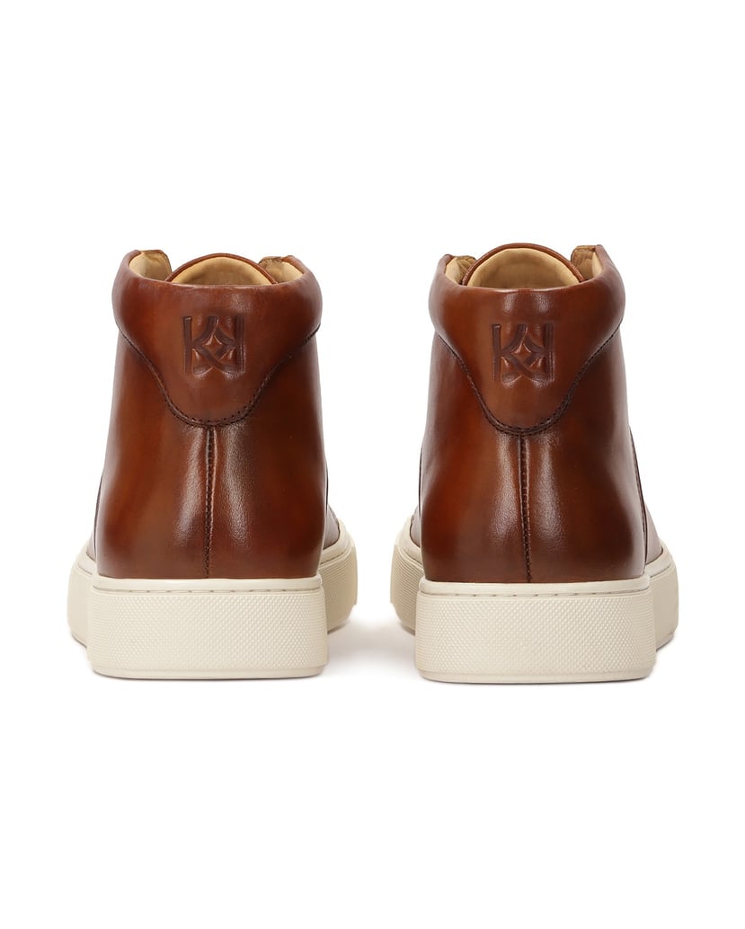Kazar-Brown-high-top-sneakers-with-binding-hnedá
