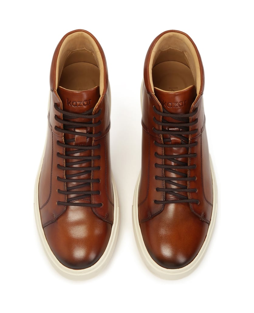 Kazar-Brown-high-top-sneakers-with-binding-hnedá