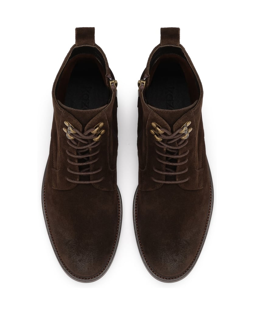 Kazar-Brown-suede-boots-with-metal-grommets-hnědá