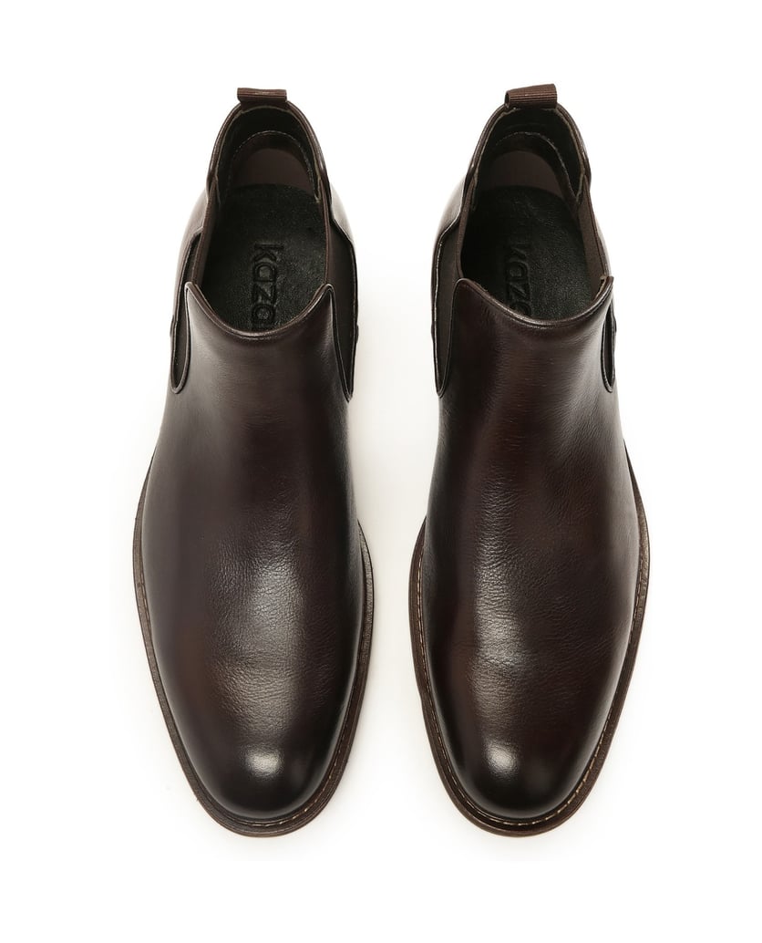 Kazar-Men’s-brown-leather-slip-on-Chelsea-boots-hnědá