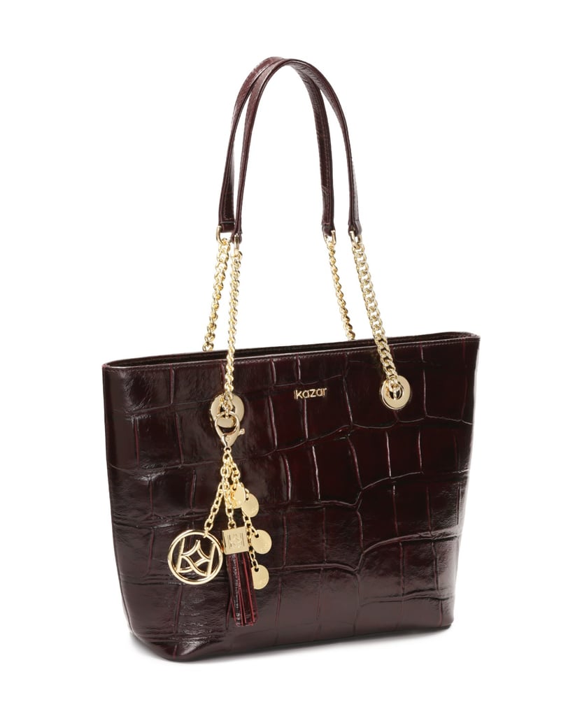 Kazar-Elegant-burgundy-handbag-with-embossed-pattern-červená