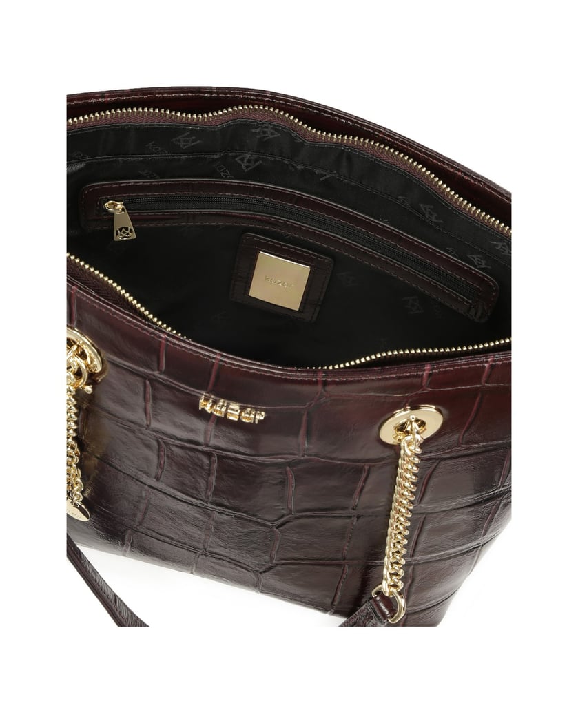 Kazar-Elegant-burgundy-handbag-with-embossed-pattern-červená