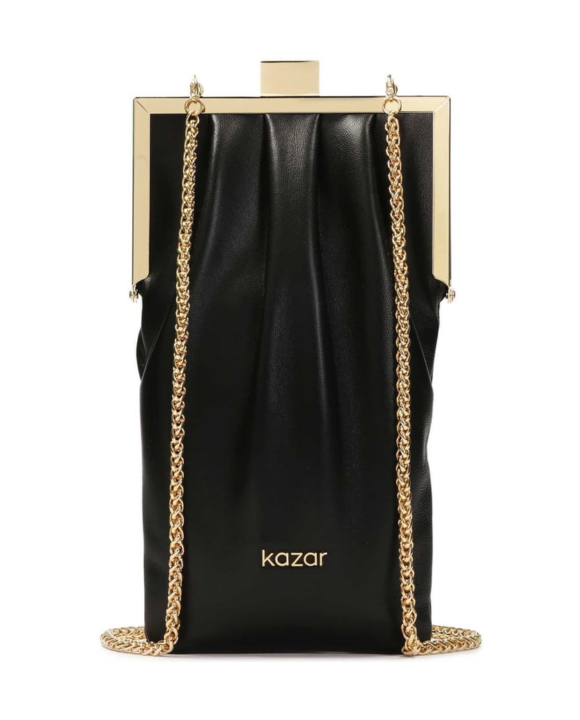 Kazar-Elongated-leather-chain-handbag-čierna