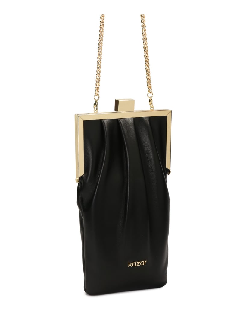 Kazar-Elongated-leather-chain-handbag-čierna
