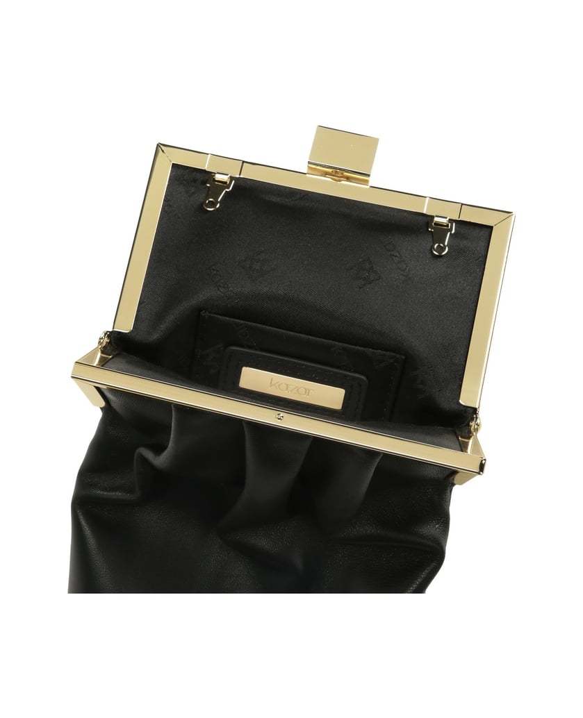 Kazar-Elongated-leather-chain-handbag-čierna