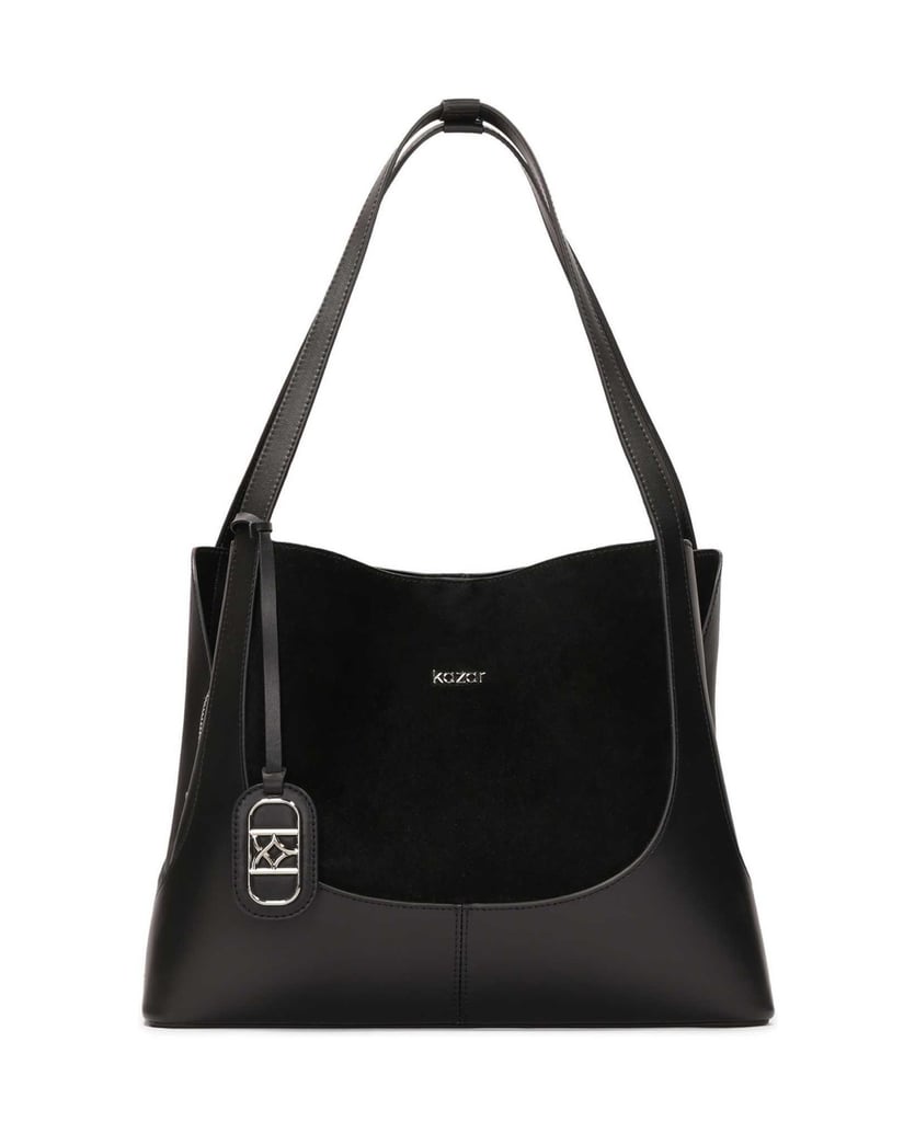 Kazar-Handtasche-aus-schwarzem-Naturleder-mit-schwarz