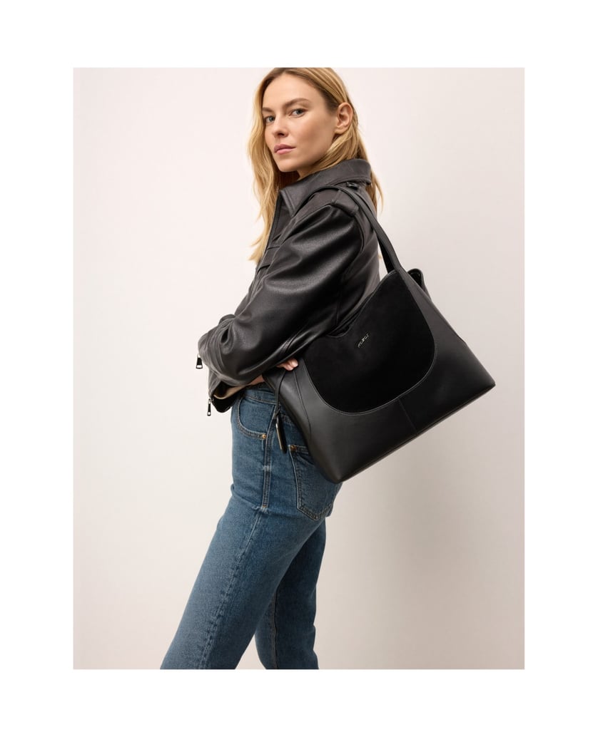 Kazar-Handtasche-aus-schwarzem-Naturleder-mit-schwarz