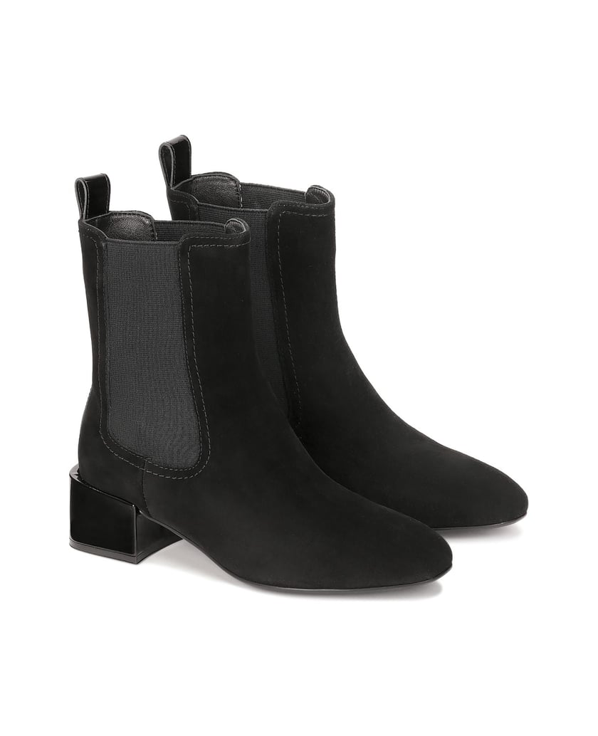 Kazar-Black-suede-boots-with-elastic-upper-and-low-heel-čierna