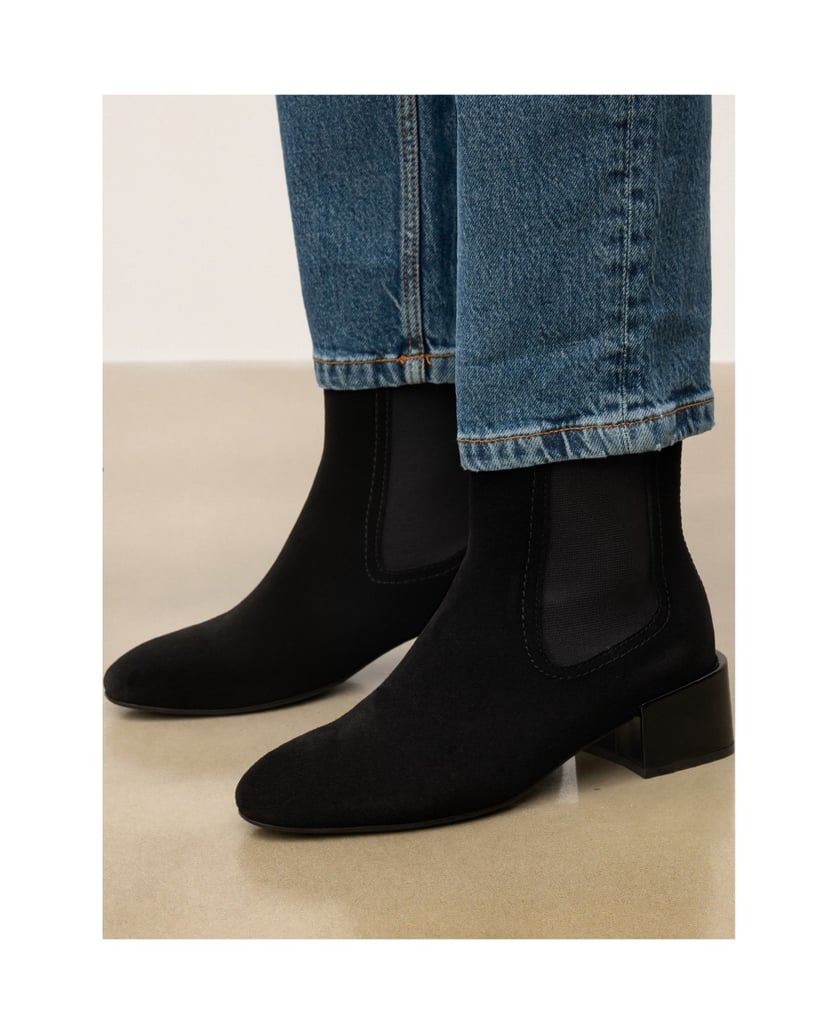 Kazar-Black-suede-boots-with-elastic-upper-and-low-heel-čierna
