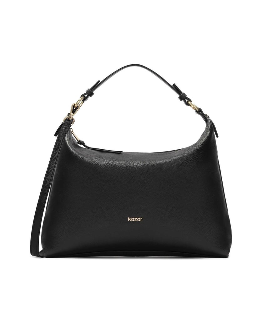 Kazar-Black-leather-handbag-with-a-loose-fit-černá