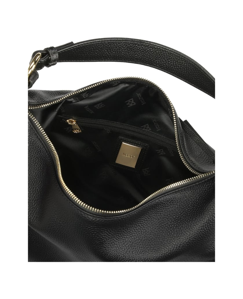 Kazar-Black-leather-handbag-with-a-loose-fit-černá