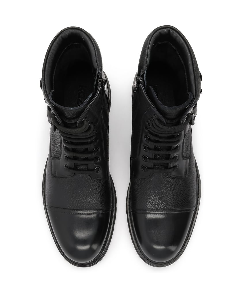 Kazar-Black-leather-men's-boots-with-buckles-and-lace-up-upper-čierna