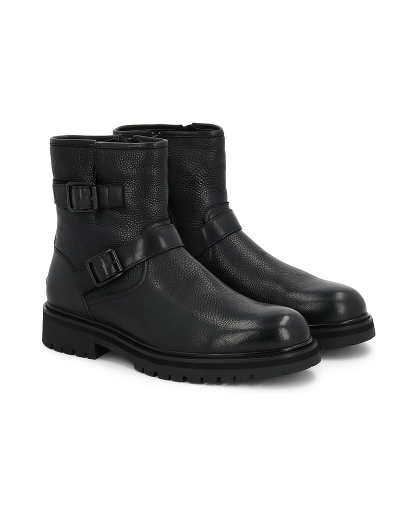 Kazar-Black-men's-leather-boots-with-buckles-and-zipper-čierna