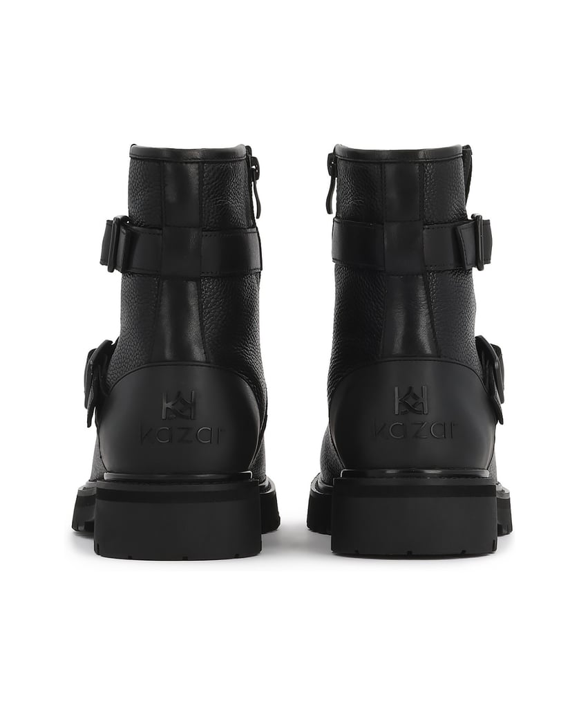 Kazar-Black-men's-leather-boots-with-buckles-and-zipper-čierna