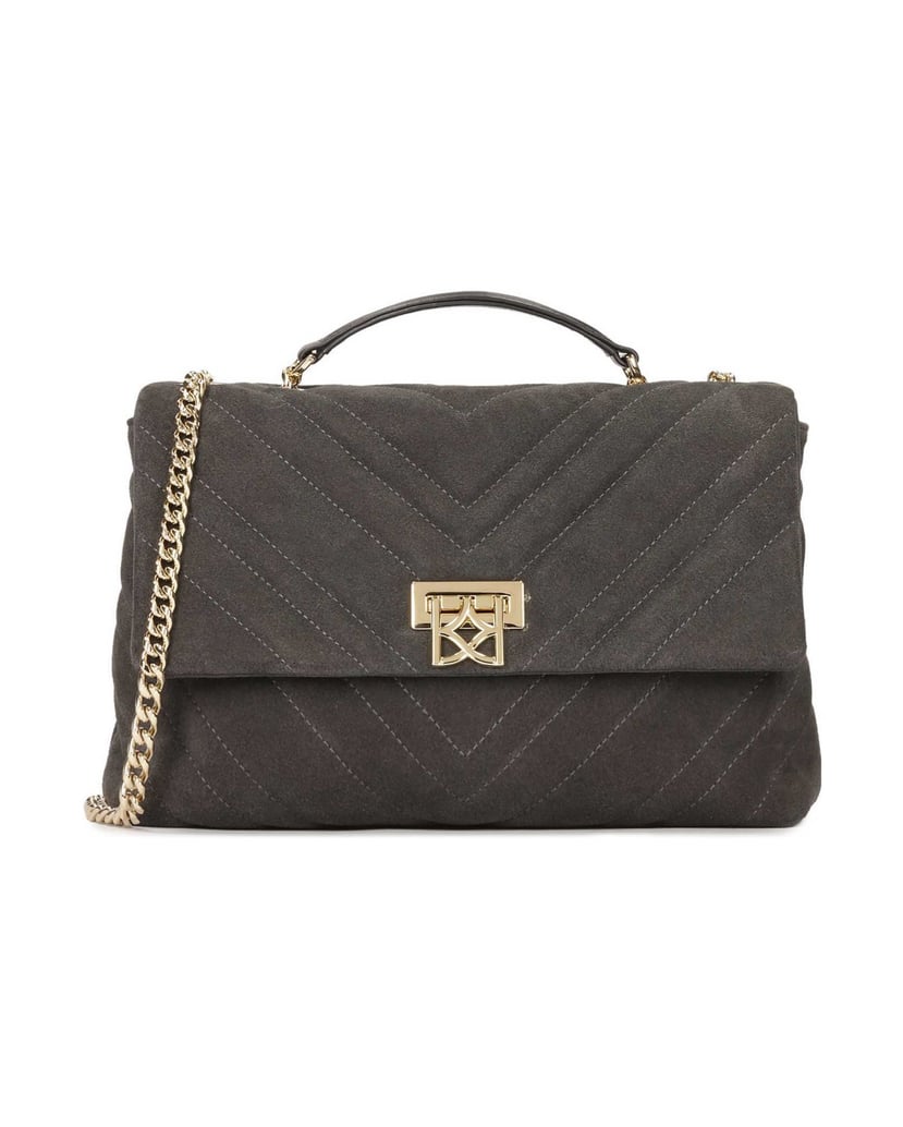 Kazar-Grey-suede-chain-handbag-šedá