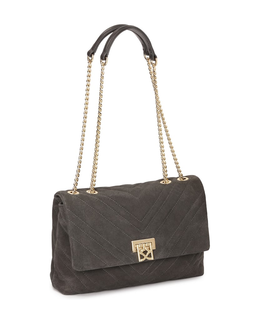 Kazar-Grey-suede-chain-handbag-šedá
