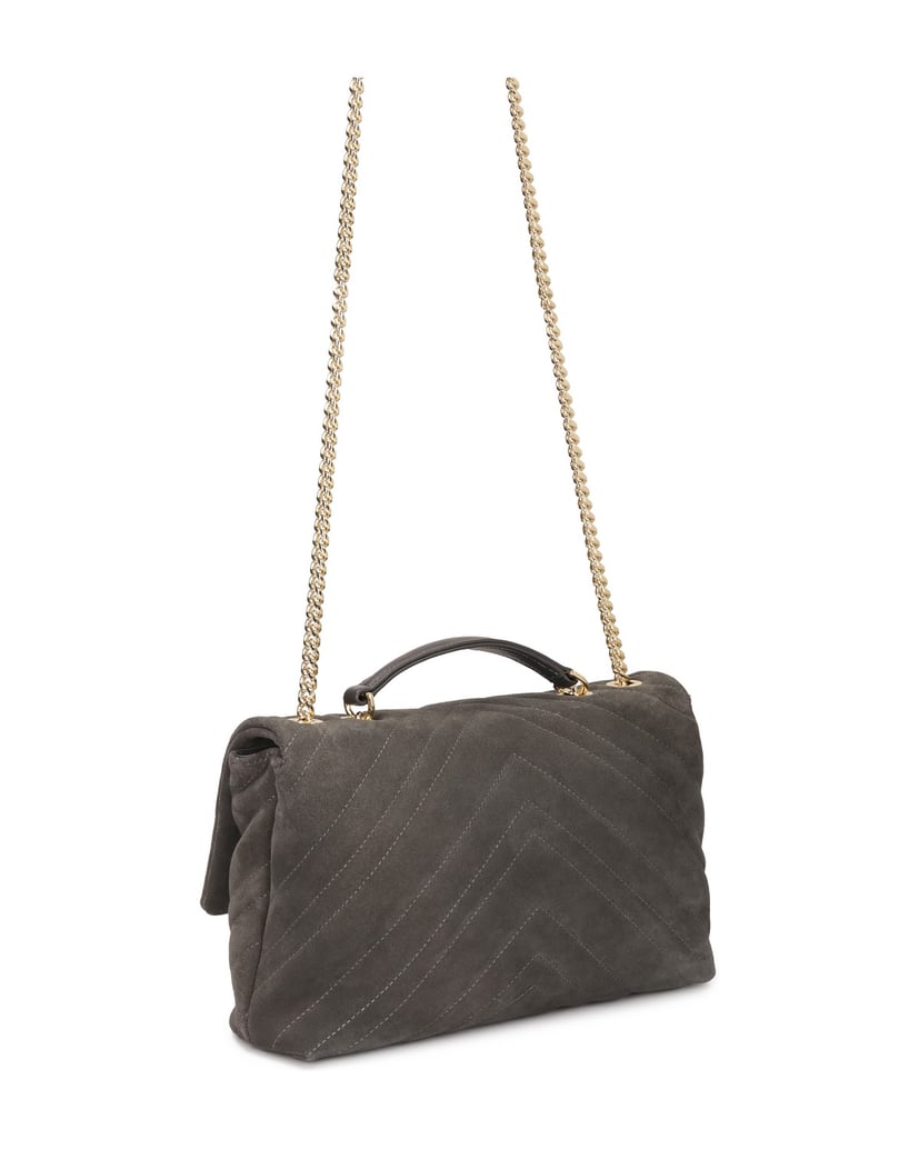 Kazar-Grey-suede-chain-handbag-šedá