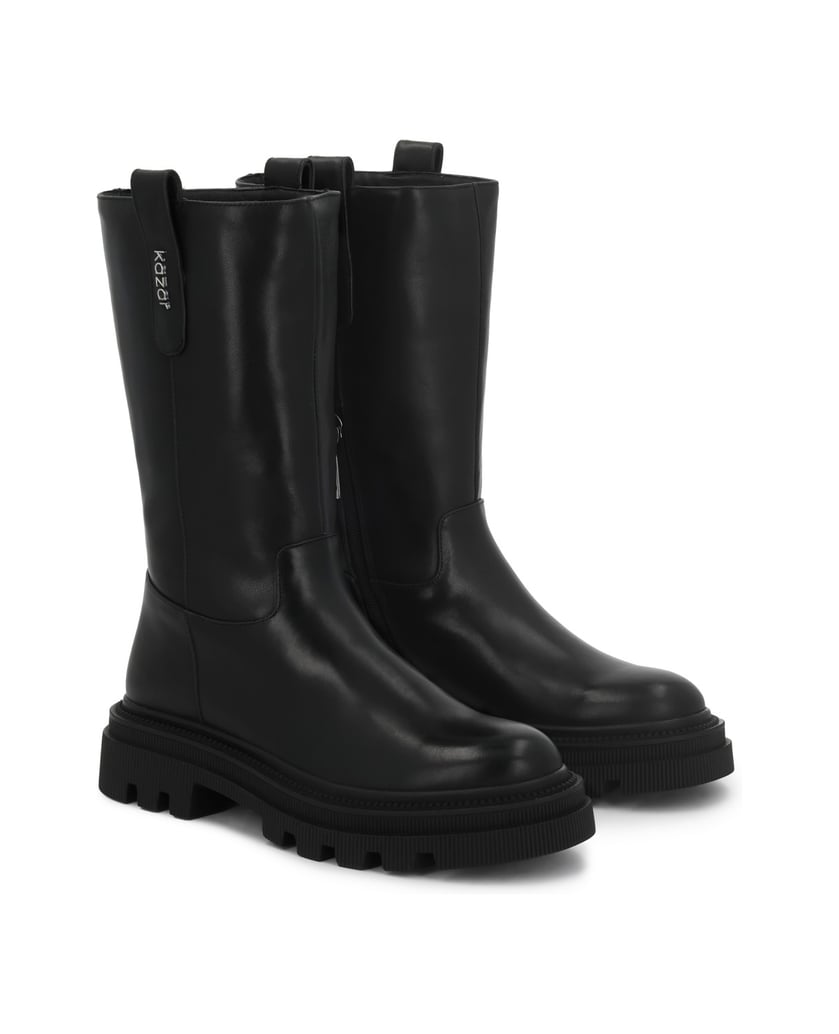 Kazar-Leather-flat-boots-with-high-upper-čierna