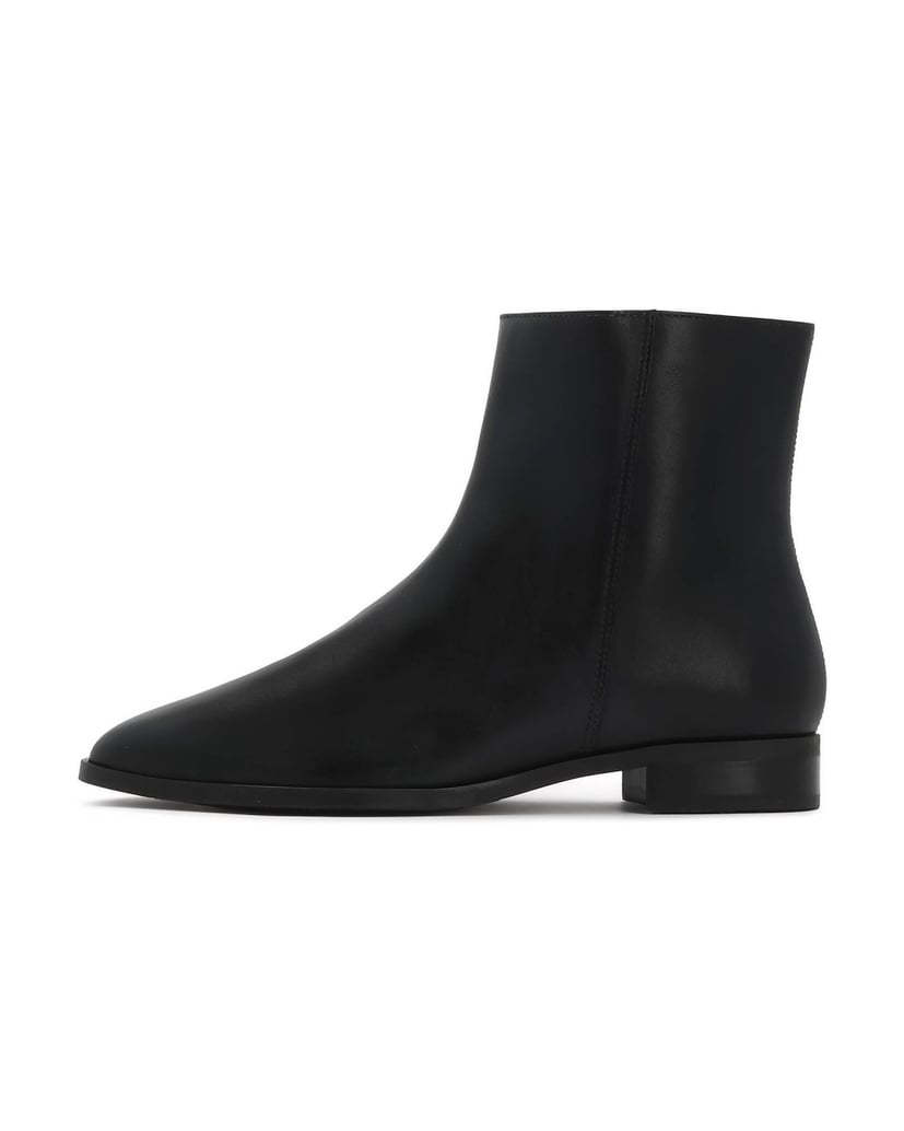 Kazar-Flat-leather-boots-with-zipper-černá