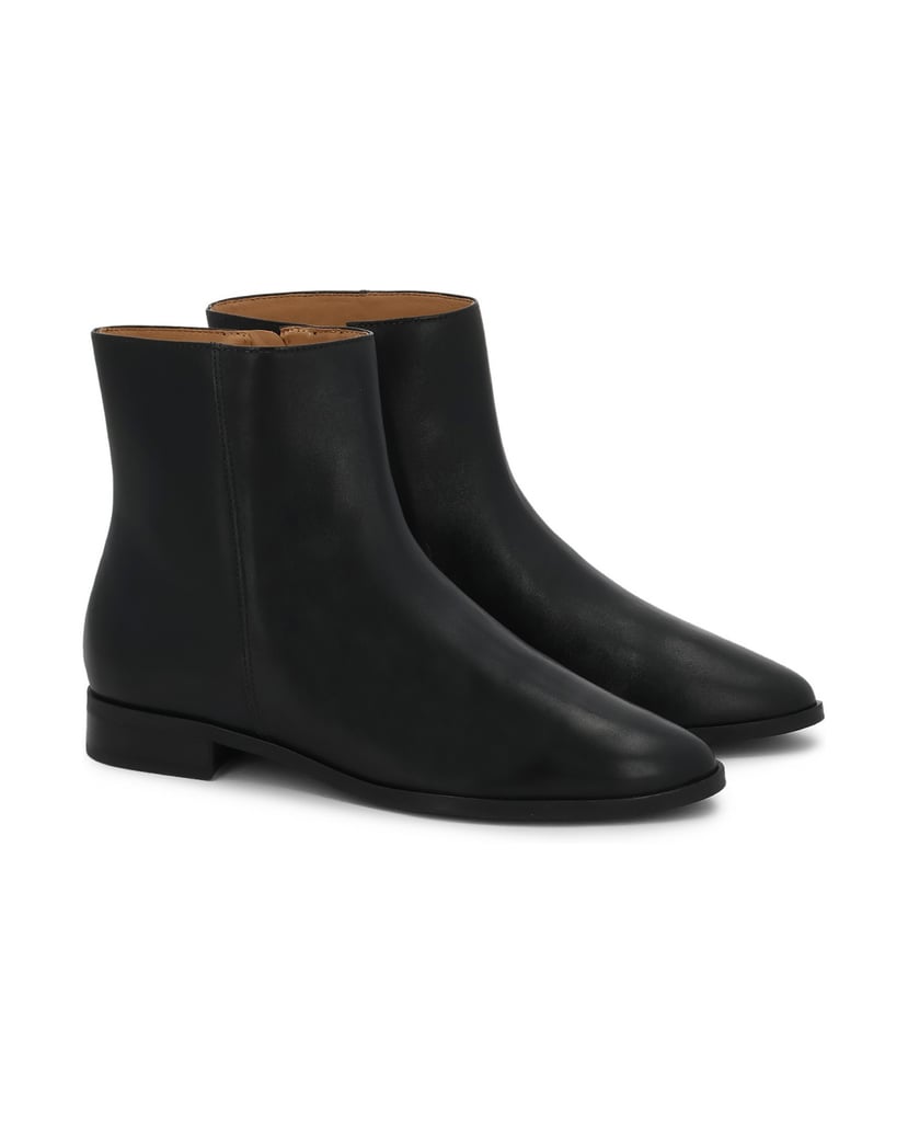 Kazar-Flat-leather-boots-with-zipper-černá