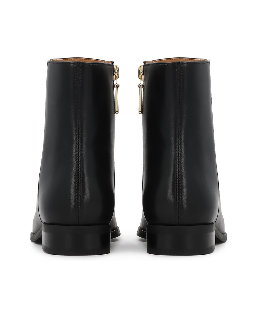Kazar-Flat-leather-boots-with-zipper-černá