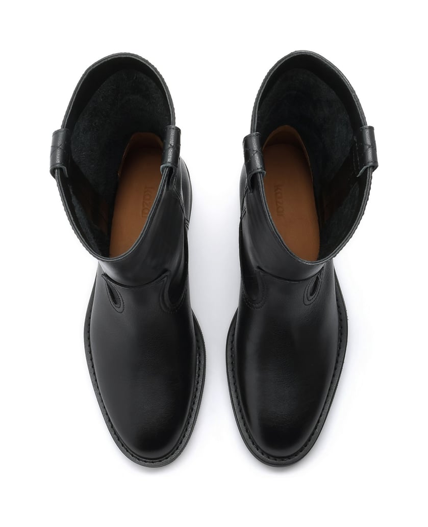 Kazar-Slip-on-black-leather-boots-černá