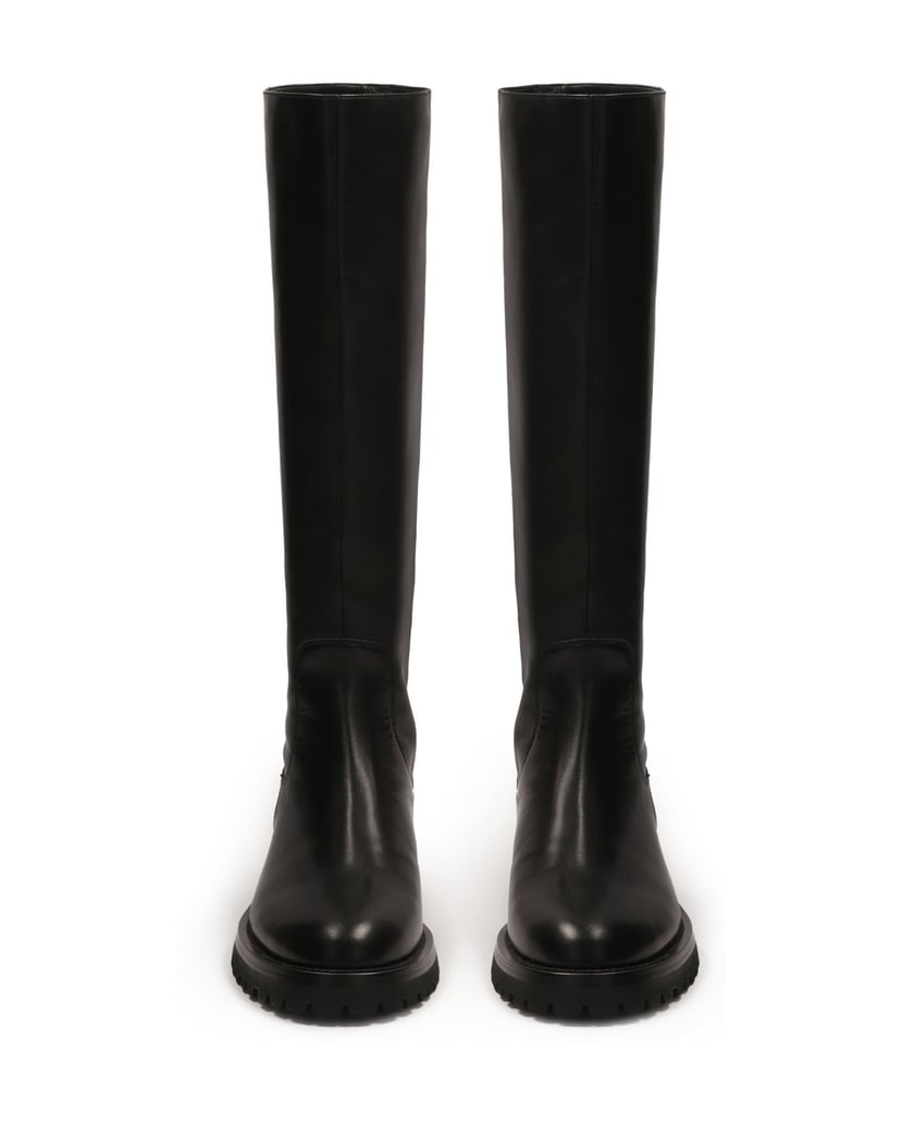 Kazar-Black-leather-boots-with-slip-on-upper-černá