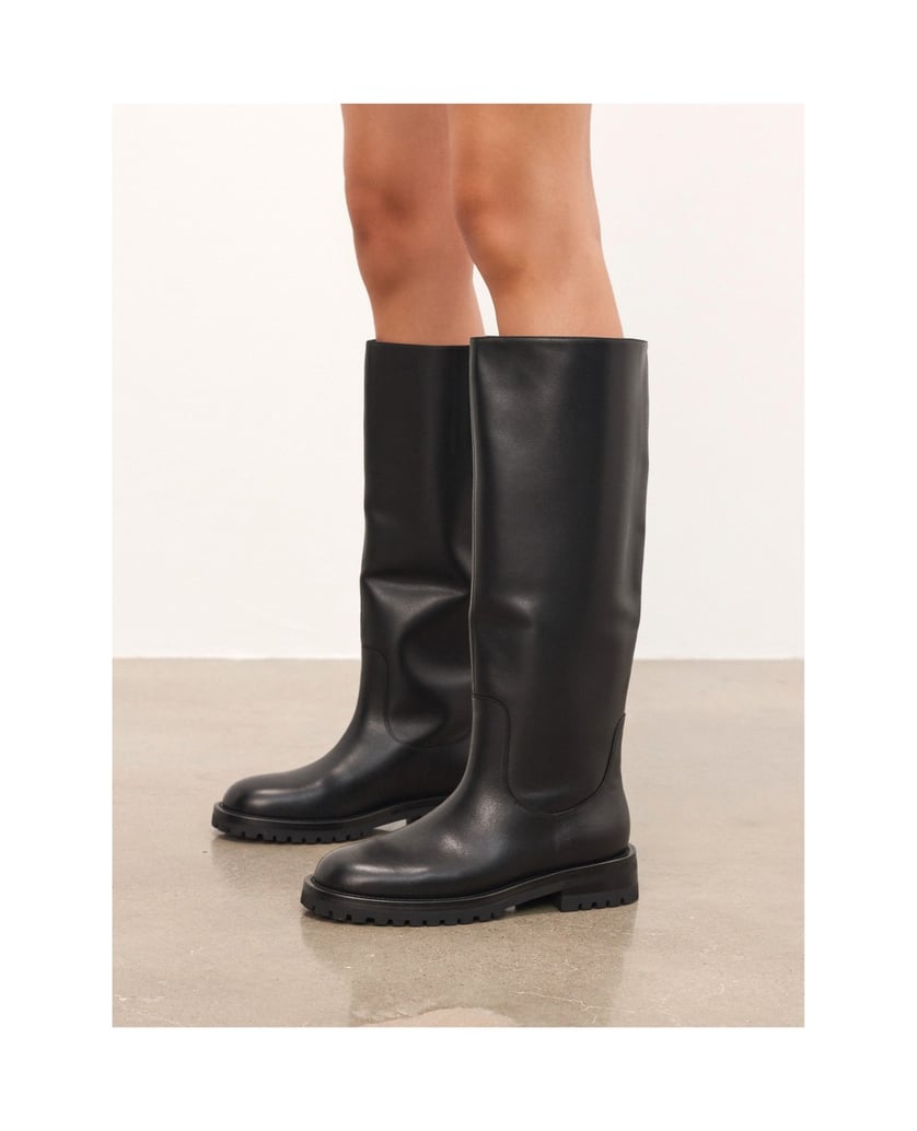 Kazar-Black-leather-boots-with-slip-on-upper-černá