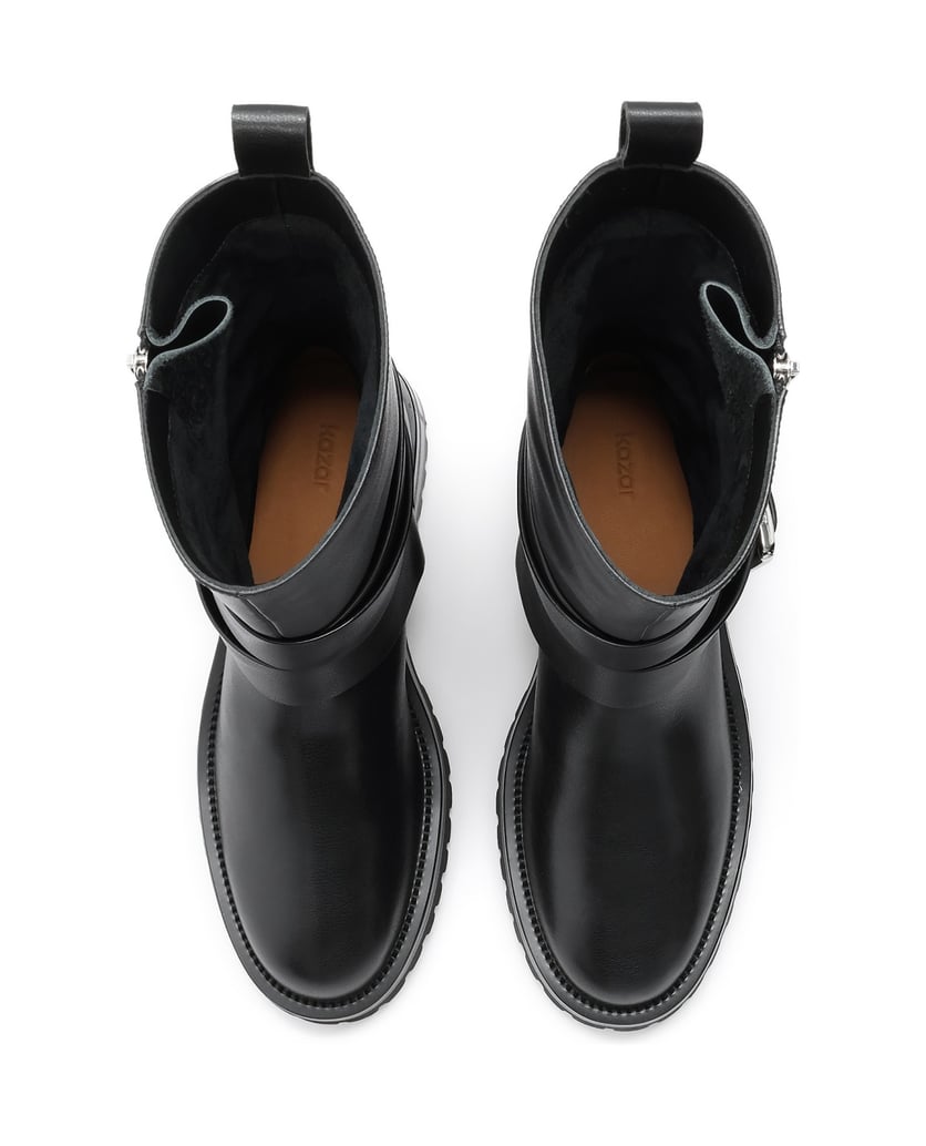 Kazar-Leather-boots-with-slip-on-upper-černá