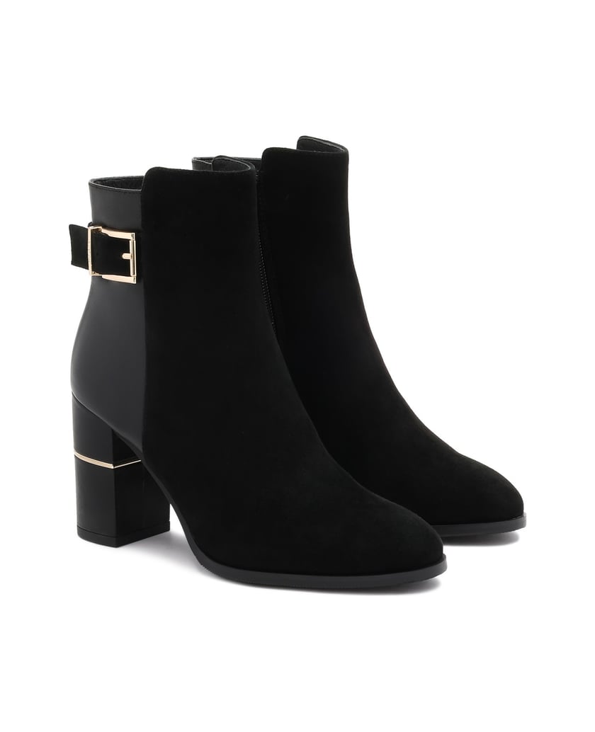 Kazar-Booties-aus-zwei-Lederarten-schwarz