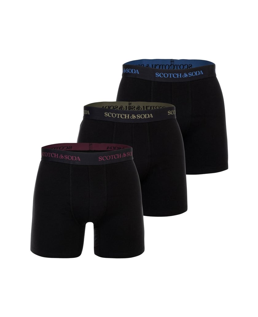 Scotch-&-Soda-Herren-Boxershort-3er-Pack-Solid-Cotton-Stretch-schwarz