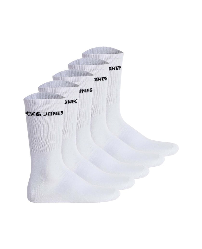 Jack-&-Jones-Herren-Socken-5er-Pack-JACBASIC-LOGO-TENNIS-SOCK-5-PACK-weiss
