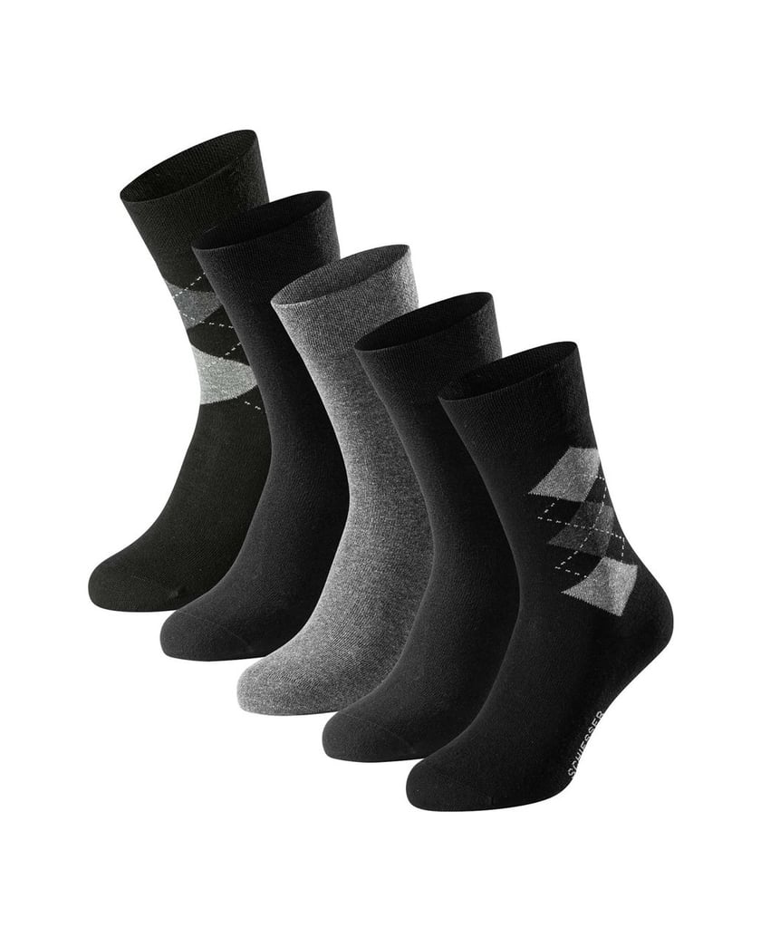 SCHIESSER-Herren-Socken-5er-Pack-Bluebird-schwarz