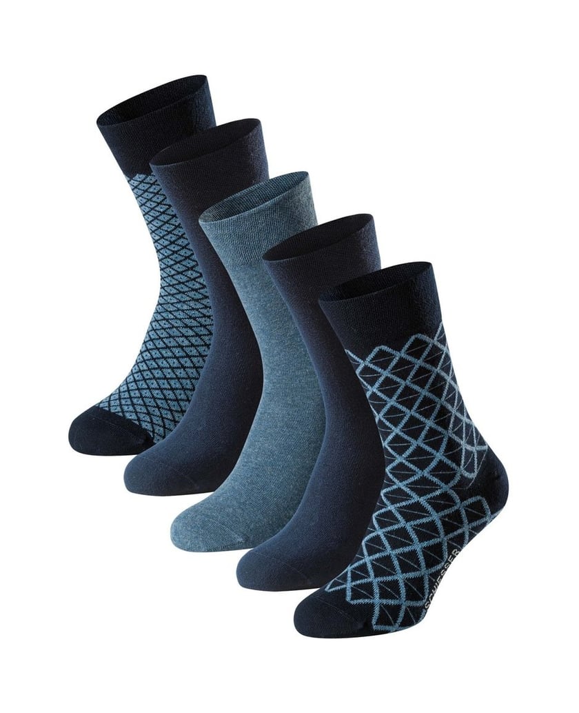 SCHIESSER-Herren-Socken-5er-Pack-Bluebird-schwarz