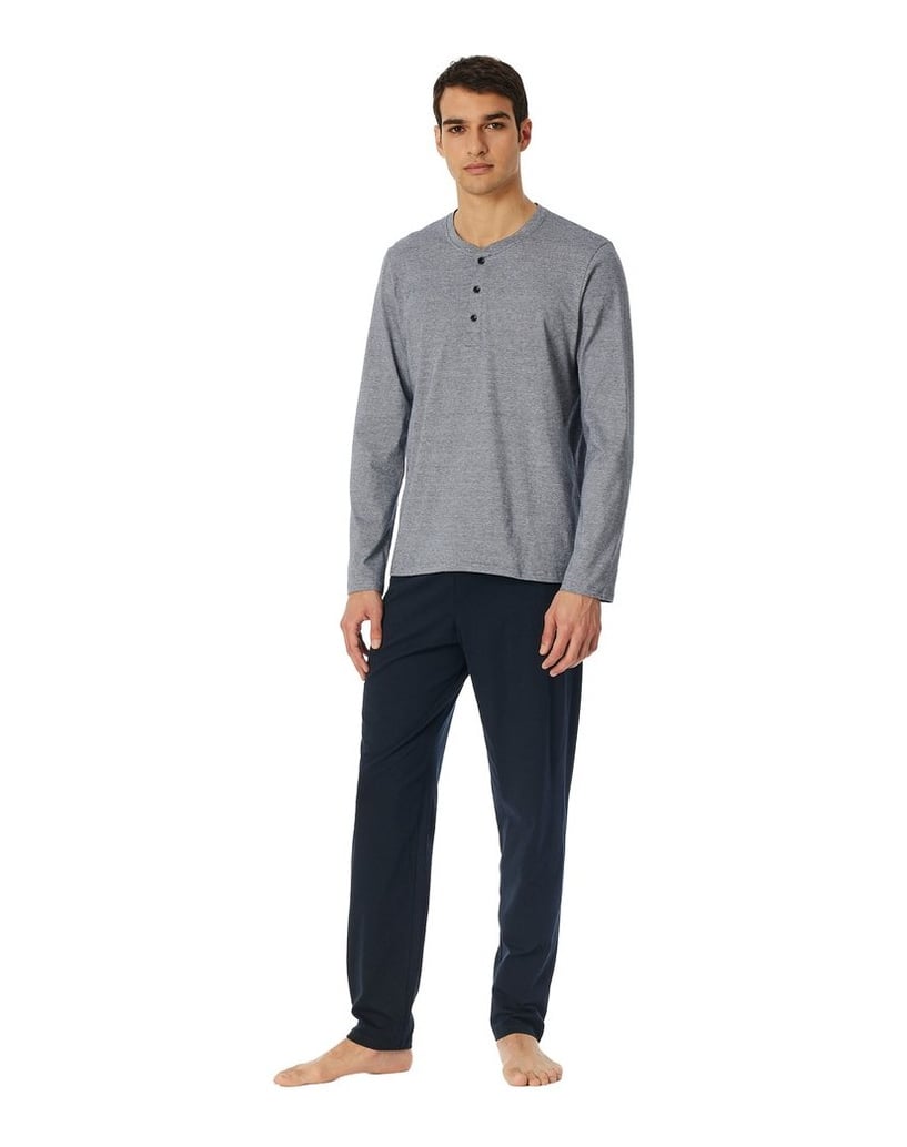 SCHIESSER-Herren-Pyjama-Casual-Essentials-grau