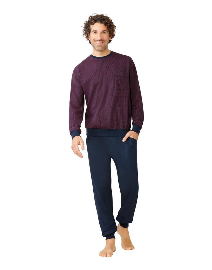 hajo-Herren-Pyjama-bordeaux