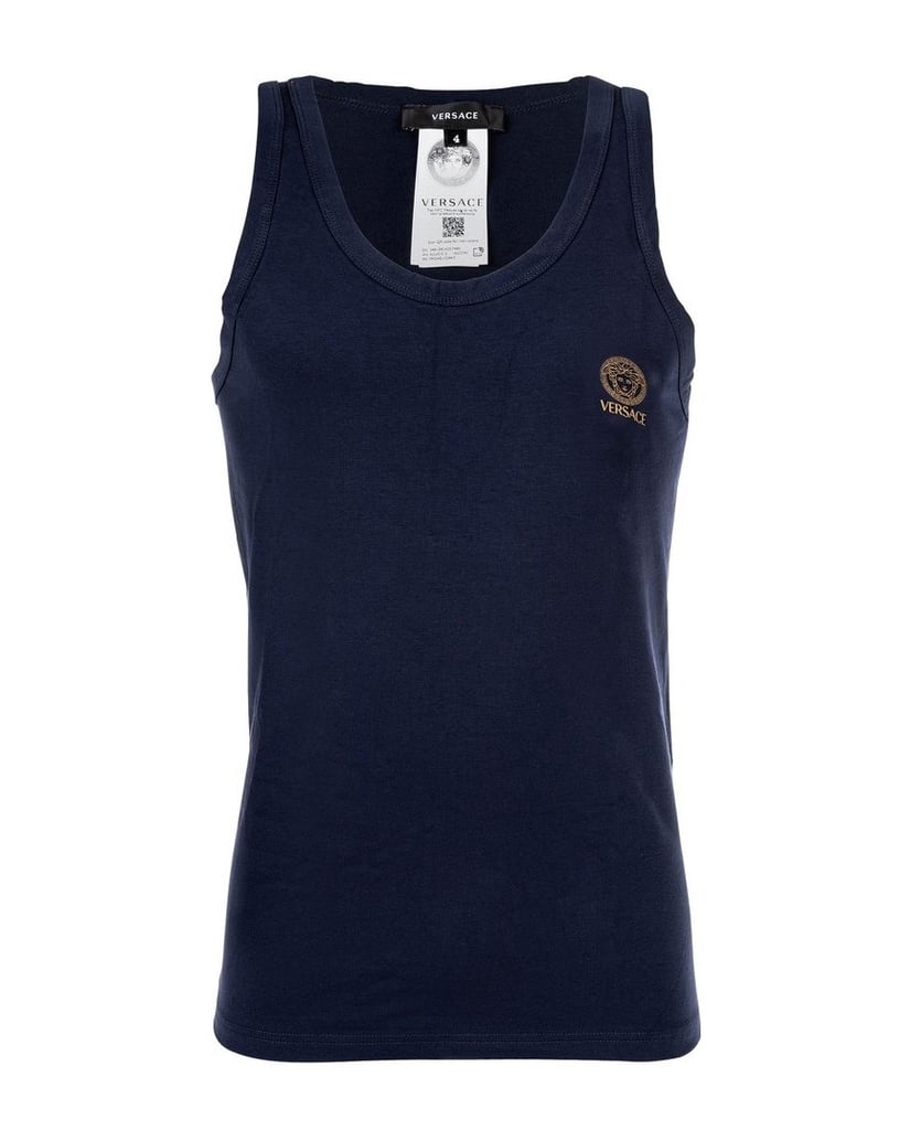 VERSACE-Herren-Unterhemd-1er-Pack-T-SHIRT-LONG-SLEEVES-ROUND-NECK-JERSEY-TOPEKA-BI-STRETCH-COTTON-ORGANIC-NEW-LOGO-schwarz