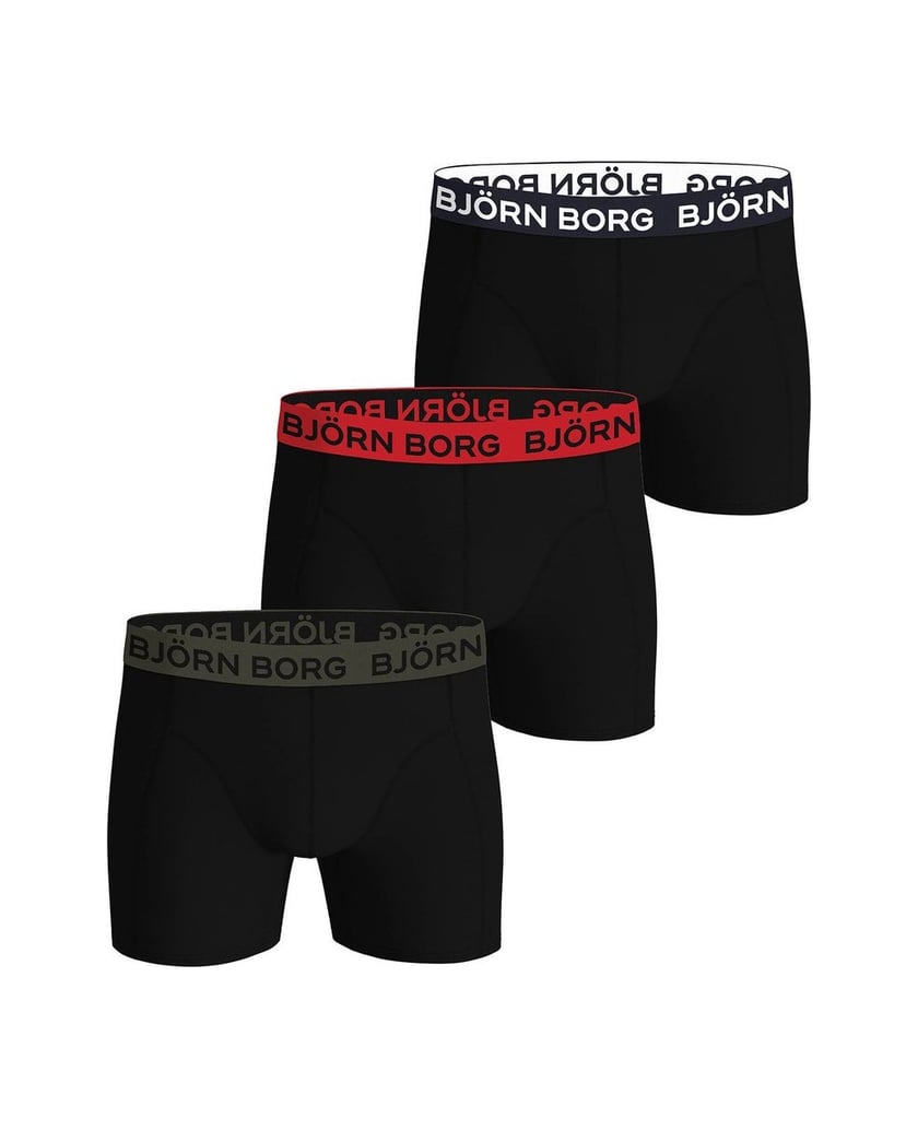 Björn-Borg-Herren-Boxershort-3er-Pack-Cotton-Stretch-Boxer-Trunks-3P-schwarz