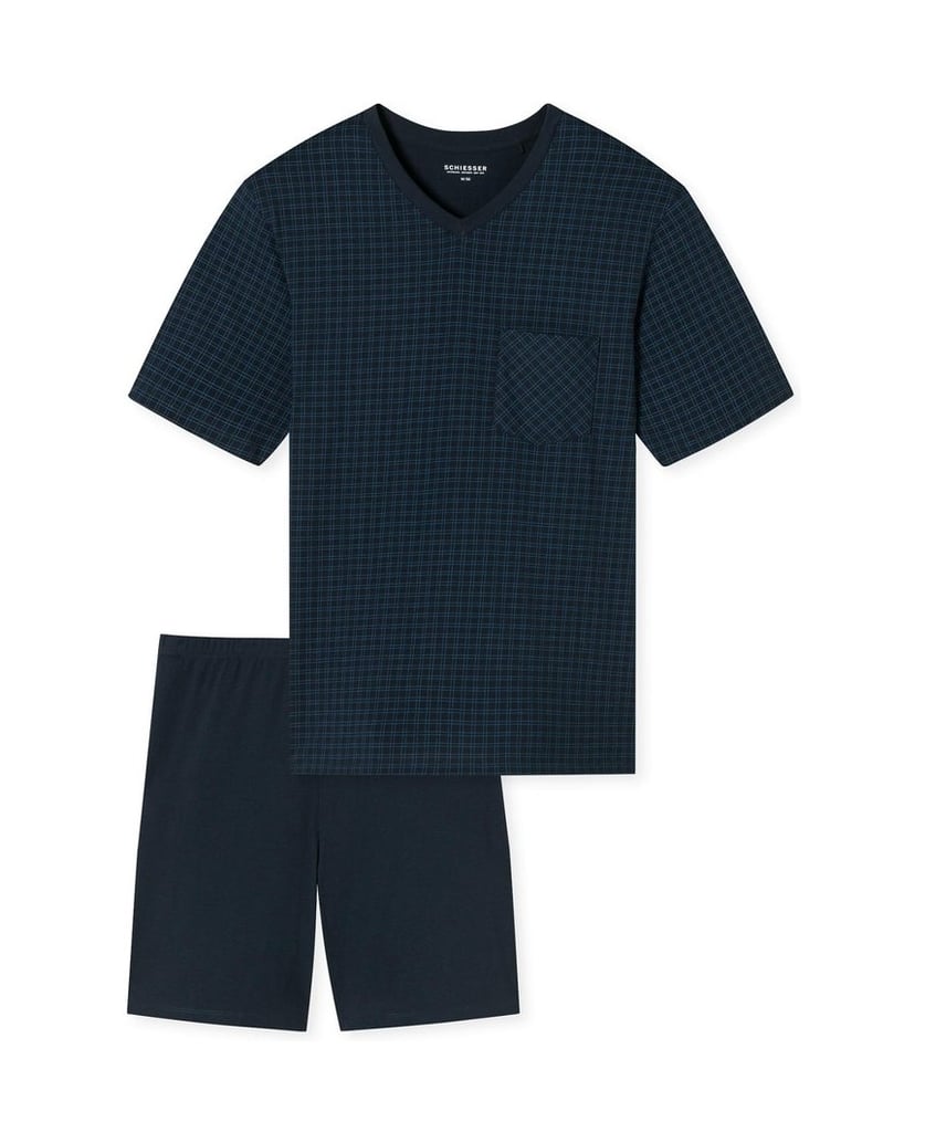 SCHIESSER-Herren-Pyjama-Casual-Essentials-dunkelblau