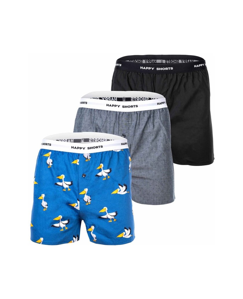 Happy-Shorts-Herren-Web-Boxershorts-3er-Pack-mehrfarbig-